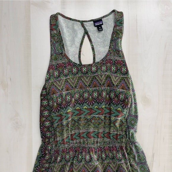 PATAGONIA womens printed dress organic cotton lyocell travel green XS - Picture 3 of 9